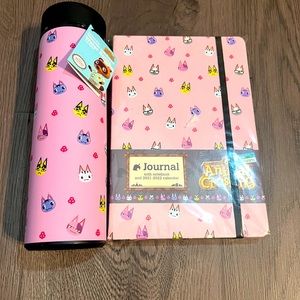 2pcs Nintendo Animal Crossing 17OZ. Stainless Steel Water Bottle + Notebook Cats
